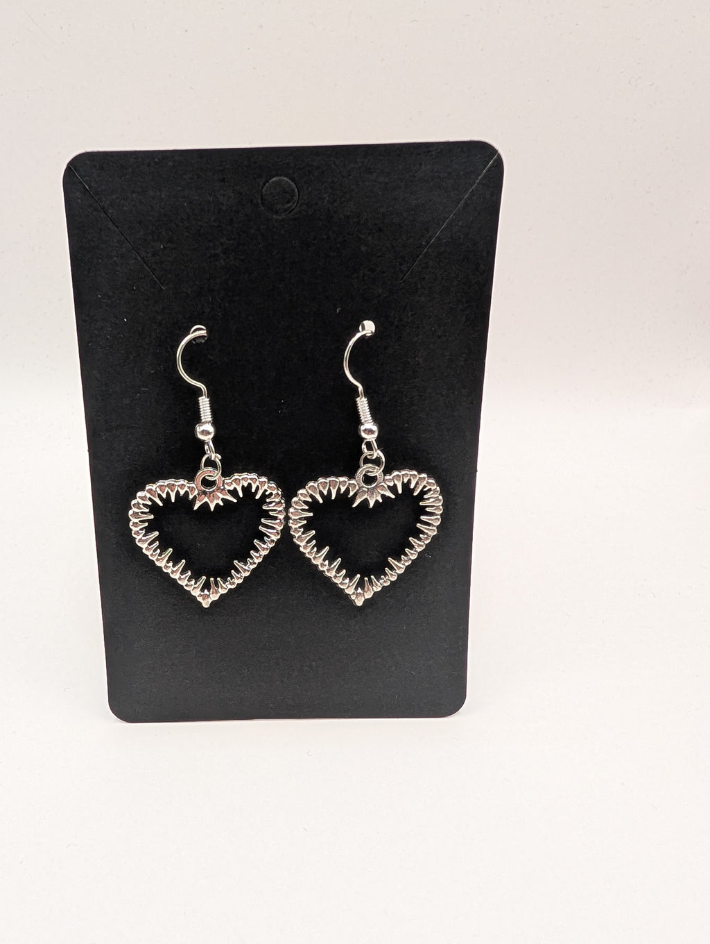 Spiky Shark Tooth Heart Earrings