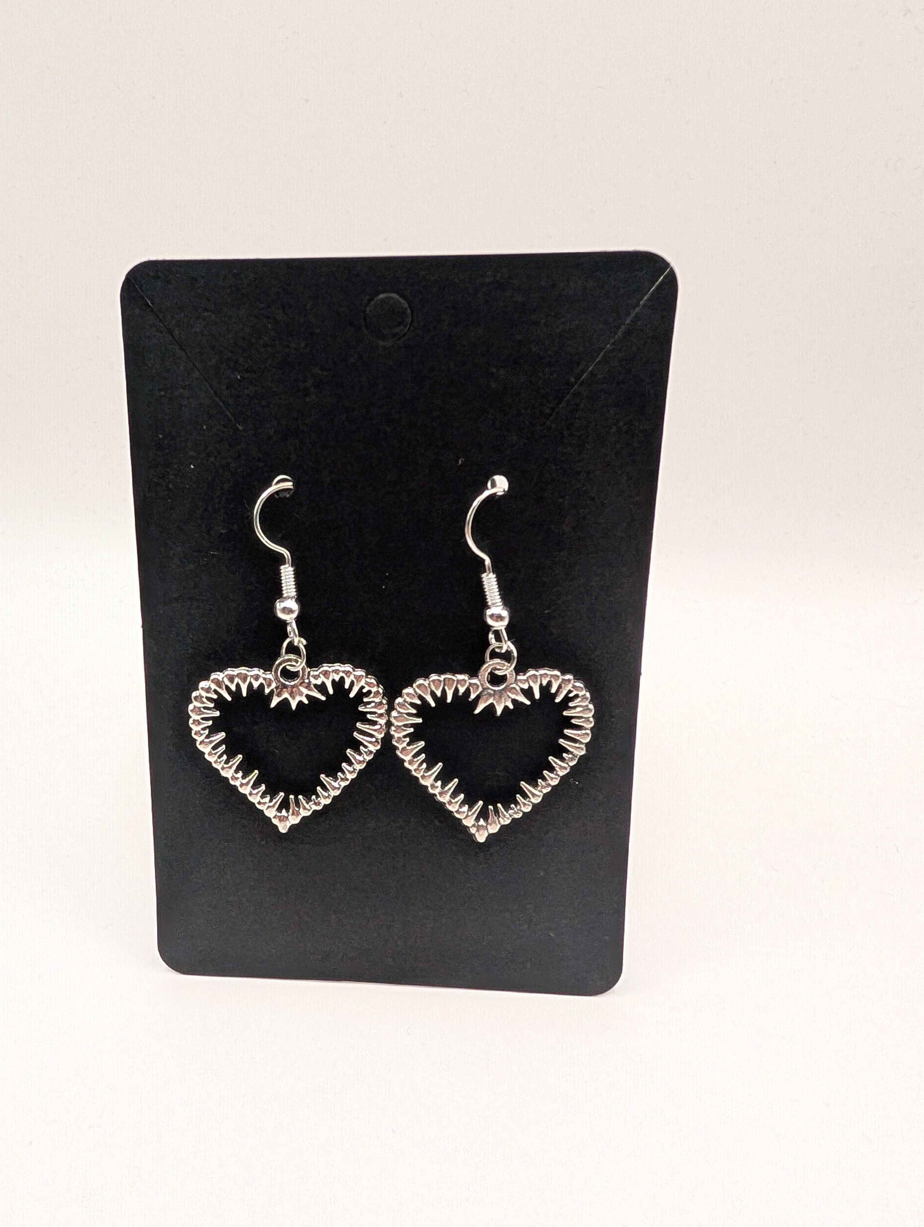 Spiky Shark Tooth Heart Earrings